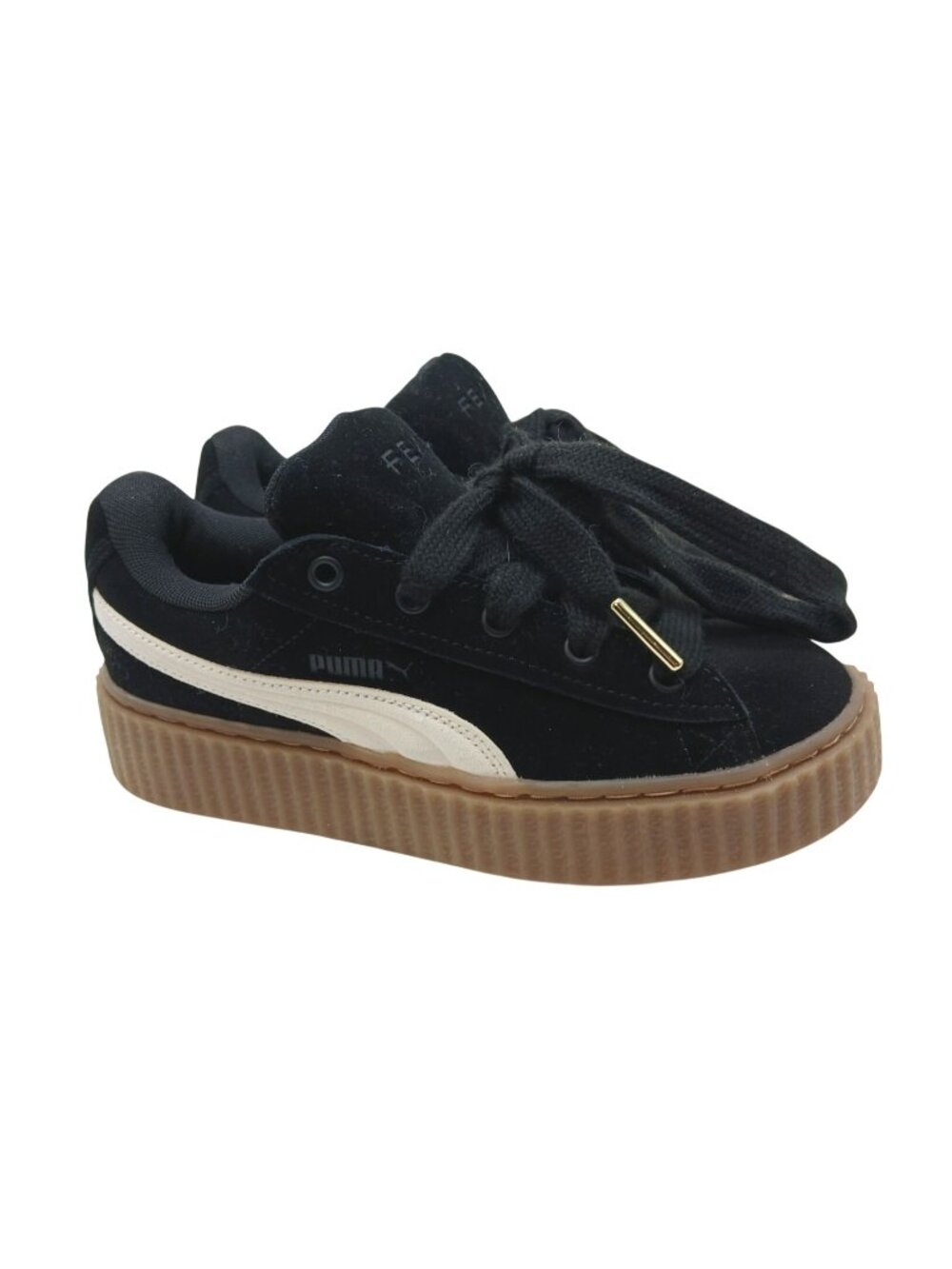 Puma Fenty Phatty Creeper Black Suede Platform Sneakers Womens Size 6 Gum Sole